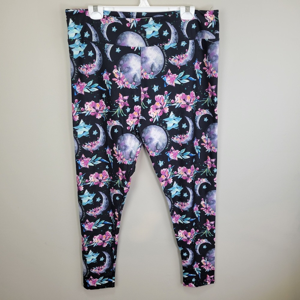 Dren Designs Moon And Stars Polyester Spandex Ankle Leggings Extended Plus‎ Size